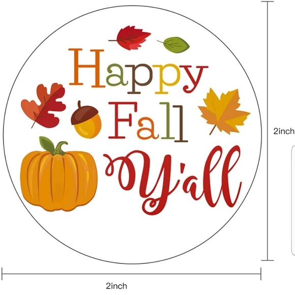 50 ct : Happy Fall Y'all Stickers are 2 x 2 Inch - Picture 5 of 9